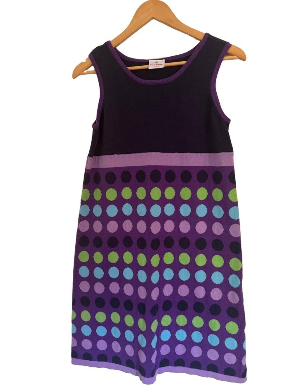Hanna Andersson Sleeveless Polka Dot Knit Dress Girls Size 160 Purple (H0OTG)